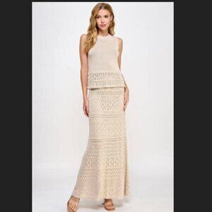 Ellison Crochet Knit Skirt and Tank Set